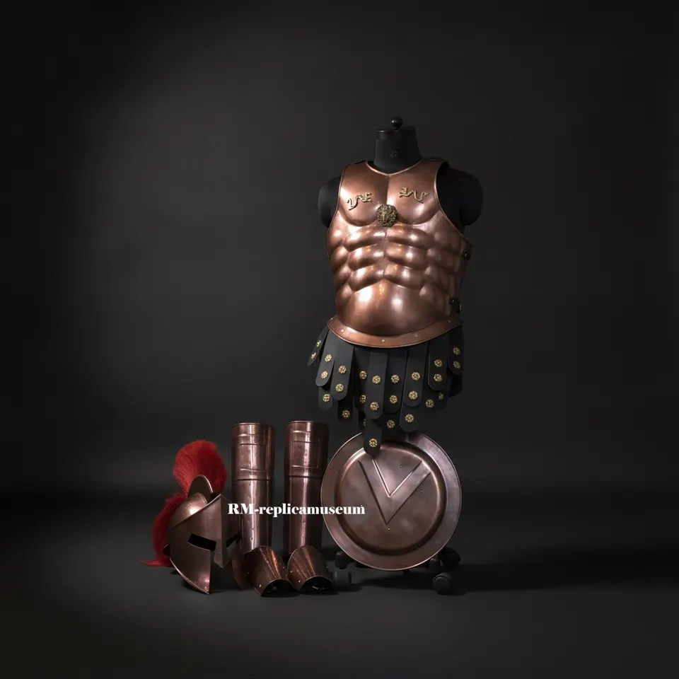 Medieval Copper Muscle Armor with 300 Spartan Full Set and Helmet