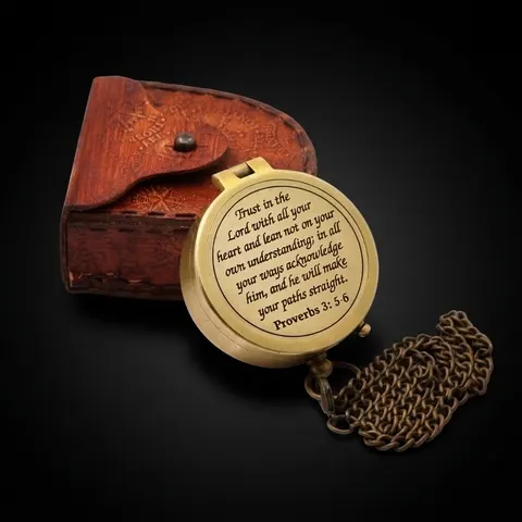 Trust in the Lord Compass, Leather Case view 1
