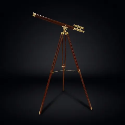 Double Barrel Brass Floor Standing Telescope 60" with Wooden Tripod view 1