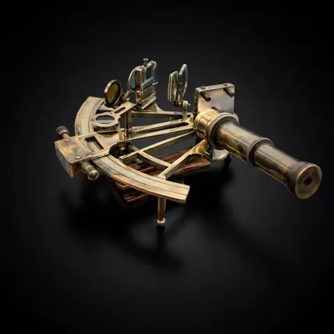 Antique Brass Sextant with Wooden Box view 1