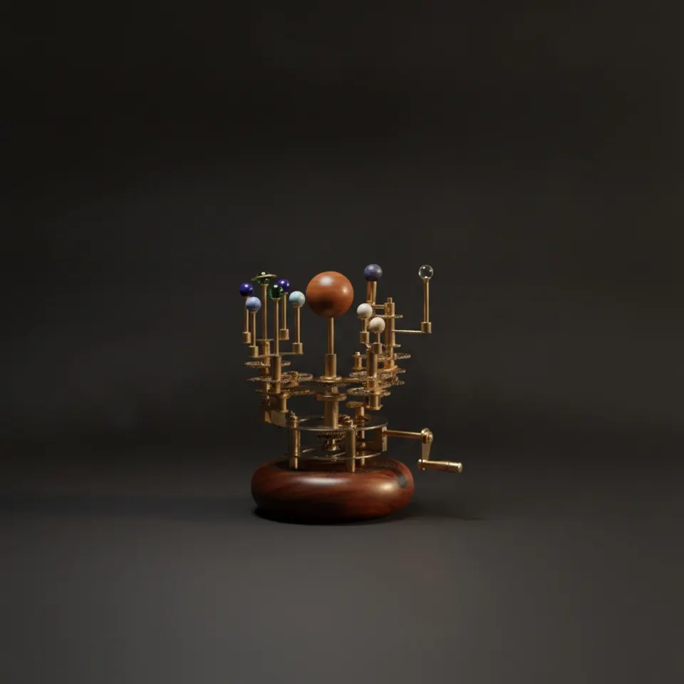 Brass Solar System Orrery, Shelf Display