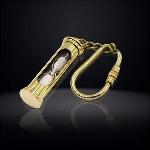 Brass Sand Timer Keyring view 1