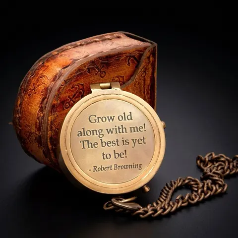 Robert Browning Quote Compass, Leather Case view 1