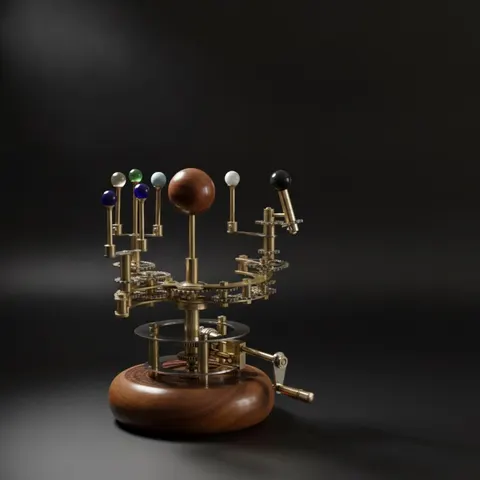 Brass Solar System Orrery, Shelf Display view 1