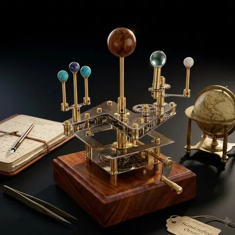 Brass Solar System Orrery, Shelf Display view 1