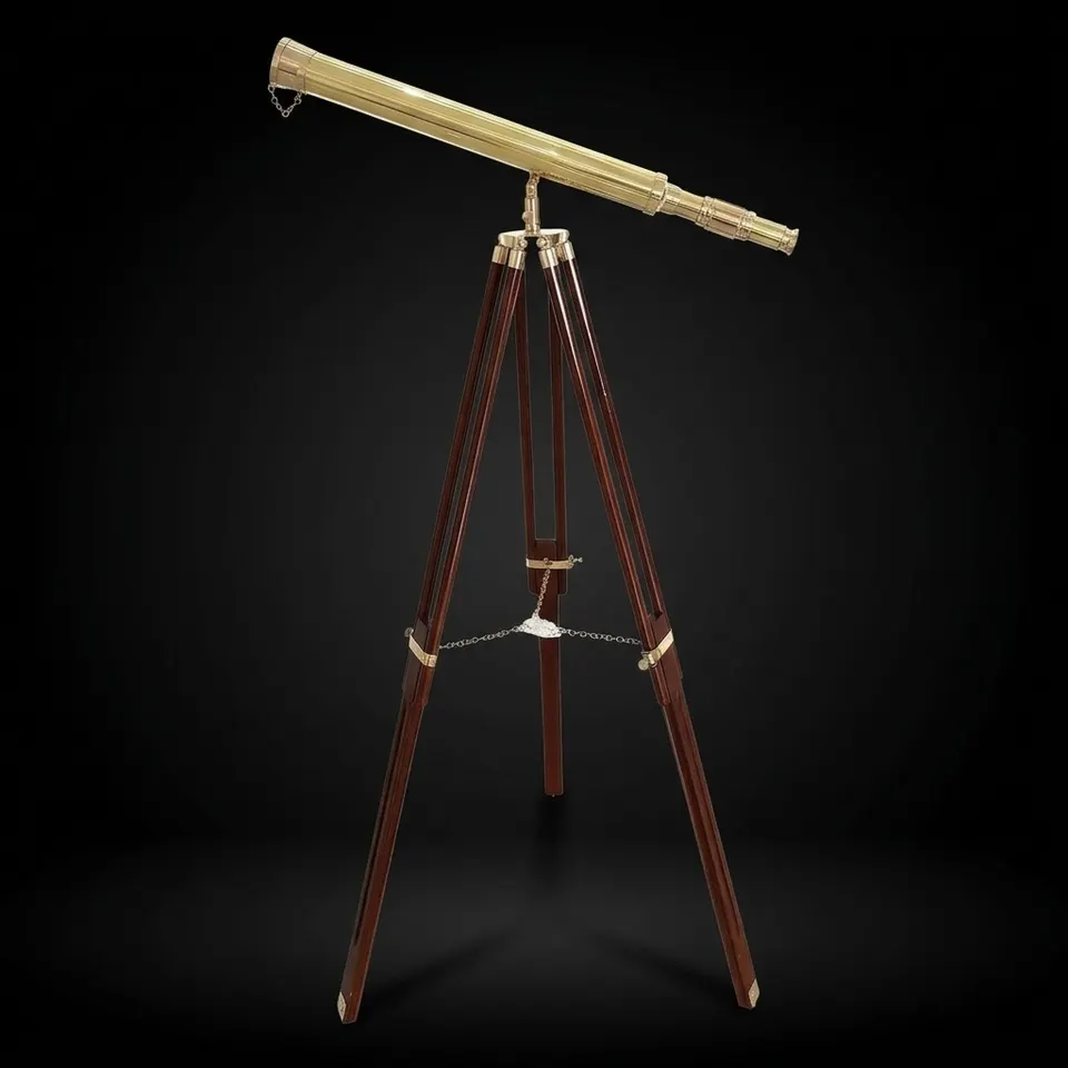 Brass Floor Standing Telescope 55" with Wooden Tripod