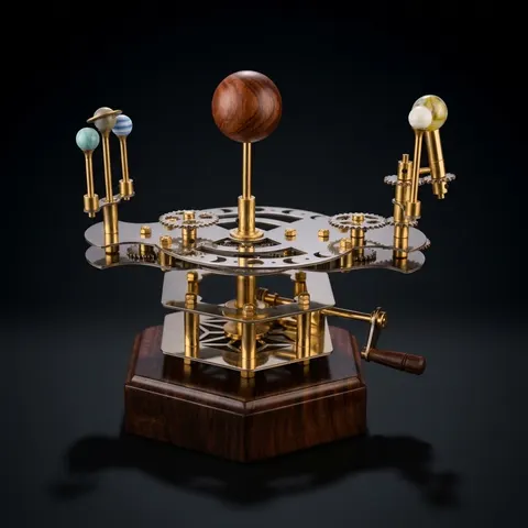 Brass Sun-Earth-Moon Tellurion, Shelf Model view 1
