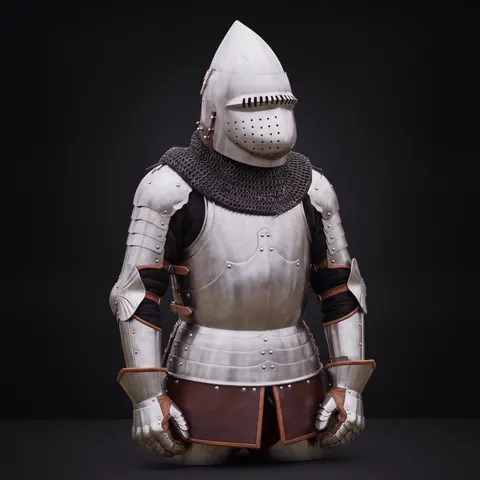 Buhurt Knight Armor with Hounskull Helmet and SCA Steel Suit view 1