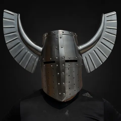 Medieval Teutonic Crest Wing Helmet with Display Stand view 1
