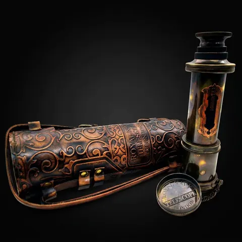 Brass Spyglass Telescope 17" with Leather Case view 1