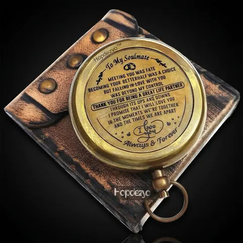 To My Soulmate Compass, Leather Case view 1
