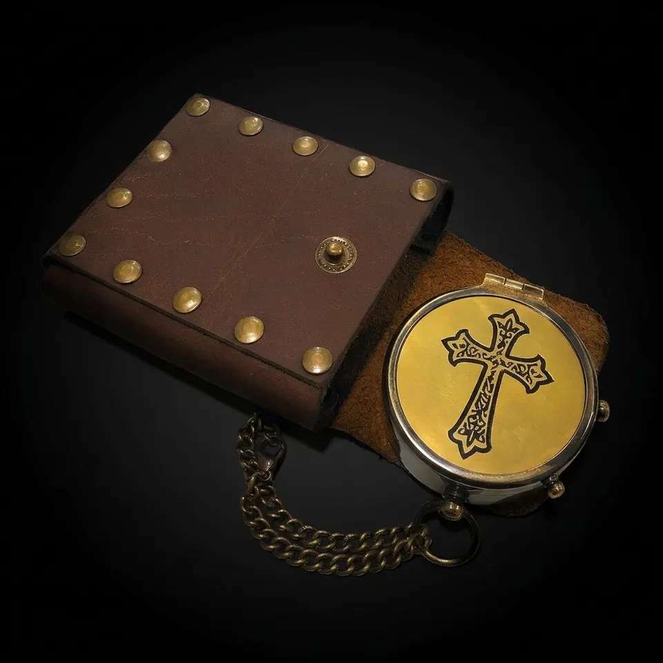 Religious Compass, Leather Case
