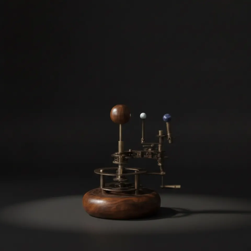 Brass Solar System Orrery, Shelf Display