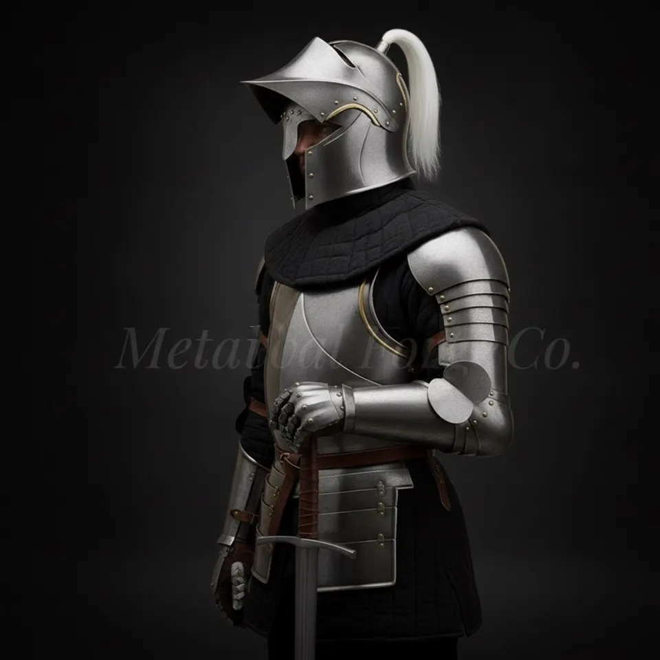 Handmade 15th Century Gothic Full Plate Armor with Wearable Steel