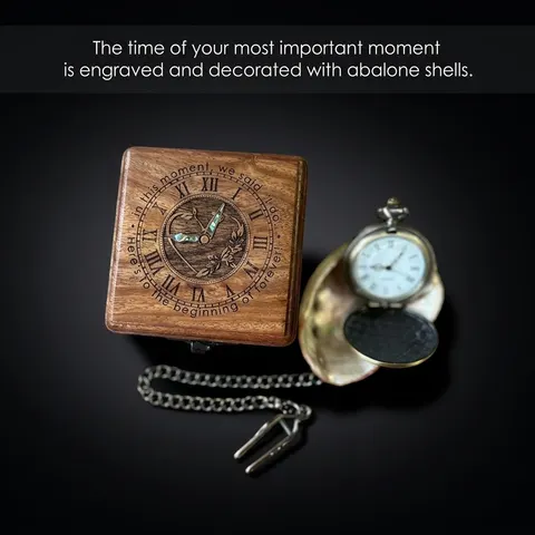 Brass Pocket Watch — Push-Button Lid & Wooden Box IV view 1