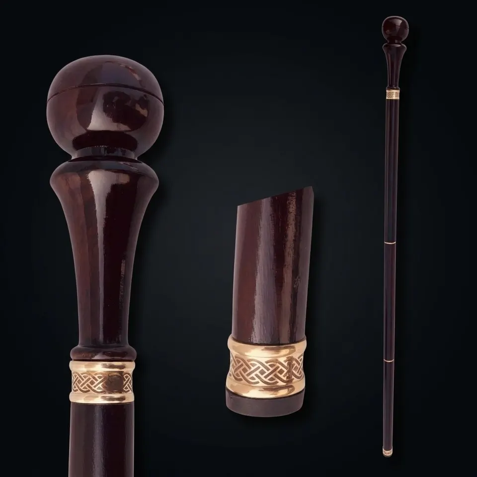Premium Curved Handle Rosewood Walking Stick