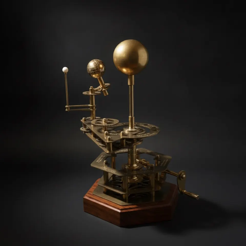 Brass Orrery with Semi-Precious Stone Planets, Museum