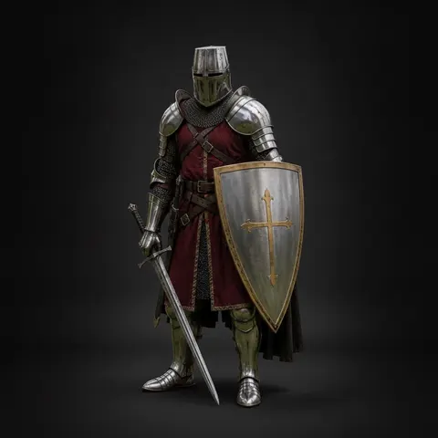 Templar Knight Armor Suit with Crusader Steel Gothic LARP Costume view 1