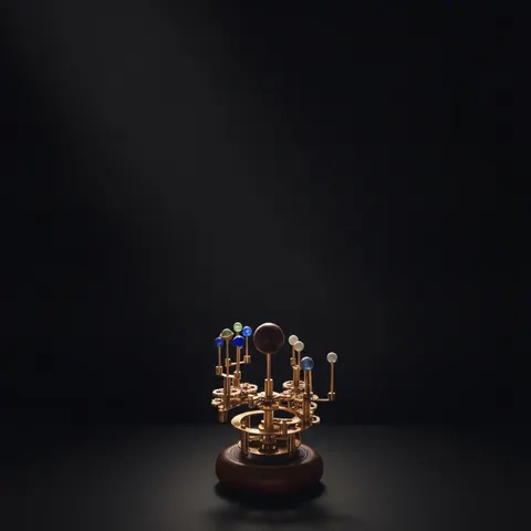 Brass Solar System Orrery, Shelf Display view 1