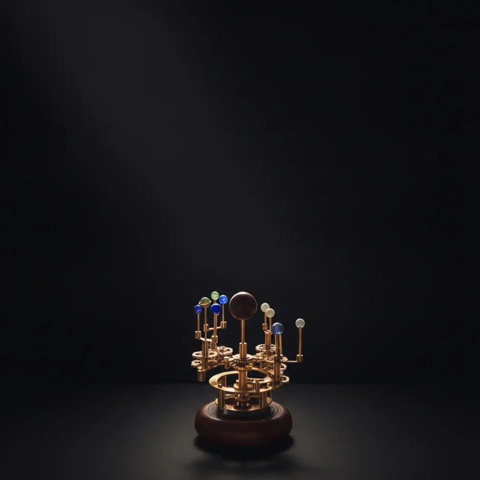 Brass Solar System Orrery, Shelf Display