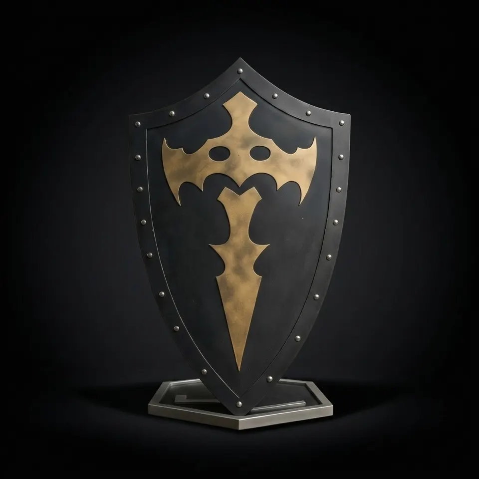 Handmade Wooden Knight Templar Shield with Bat-Inspired
