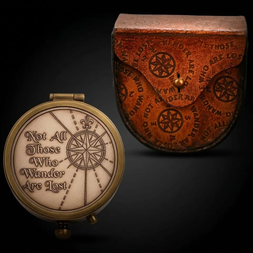 Tolkien Quote Compass, Leather Case