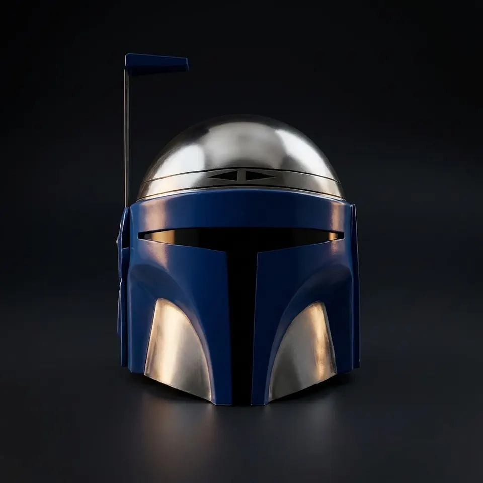 Mandalorian Costume Helmet — Blue and Silver