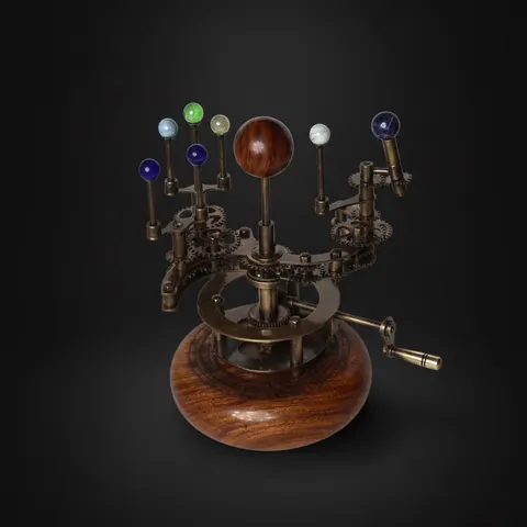 Brass Solar System Orrery, Shelf Display view 1