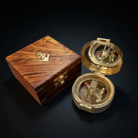 Brunton Compass, Wooden Box view 1