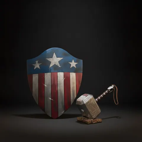 Damage Avenger Shield & Thor Hammer Set with Aluminum Replica view 1