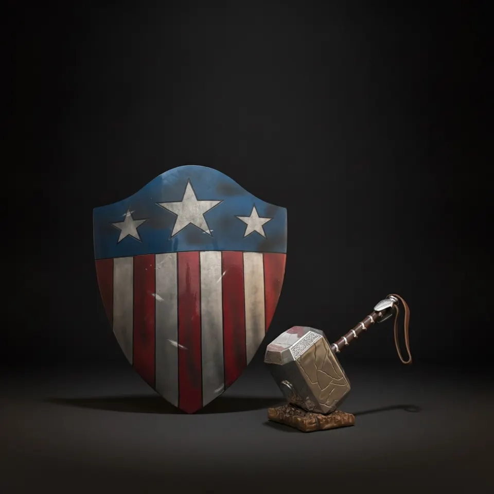 Damage Avenger Shield & Thor Hammer Set with Aluminum Replica