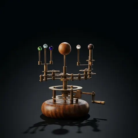 Brass Sun-Earth-Moon Tellurion, Shelf Model view 1