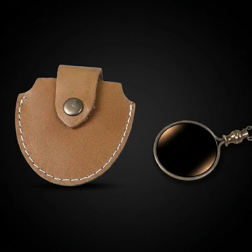 Brass Pendant Magnifier 1" with Soft Light Brown PU Leather Case