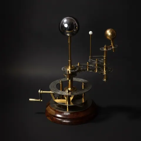 Brass Orrery with Semi-Precious Stone Planets, Museum view 1