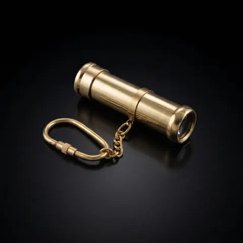 Mini Brass and Chrome Telescope Keychain view 1