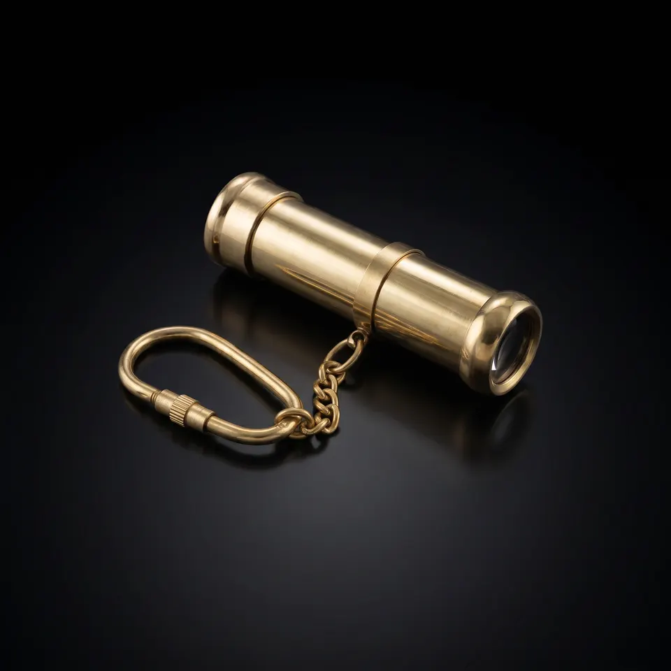 Mini Brass and Chrome Telescope Keychain