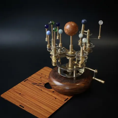 Brass Solar System Orrery, Shelf Display view 1