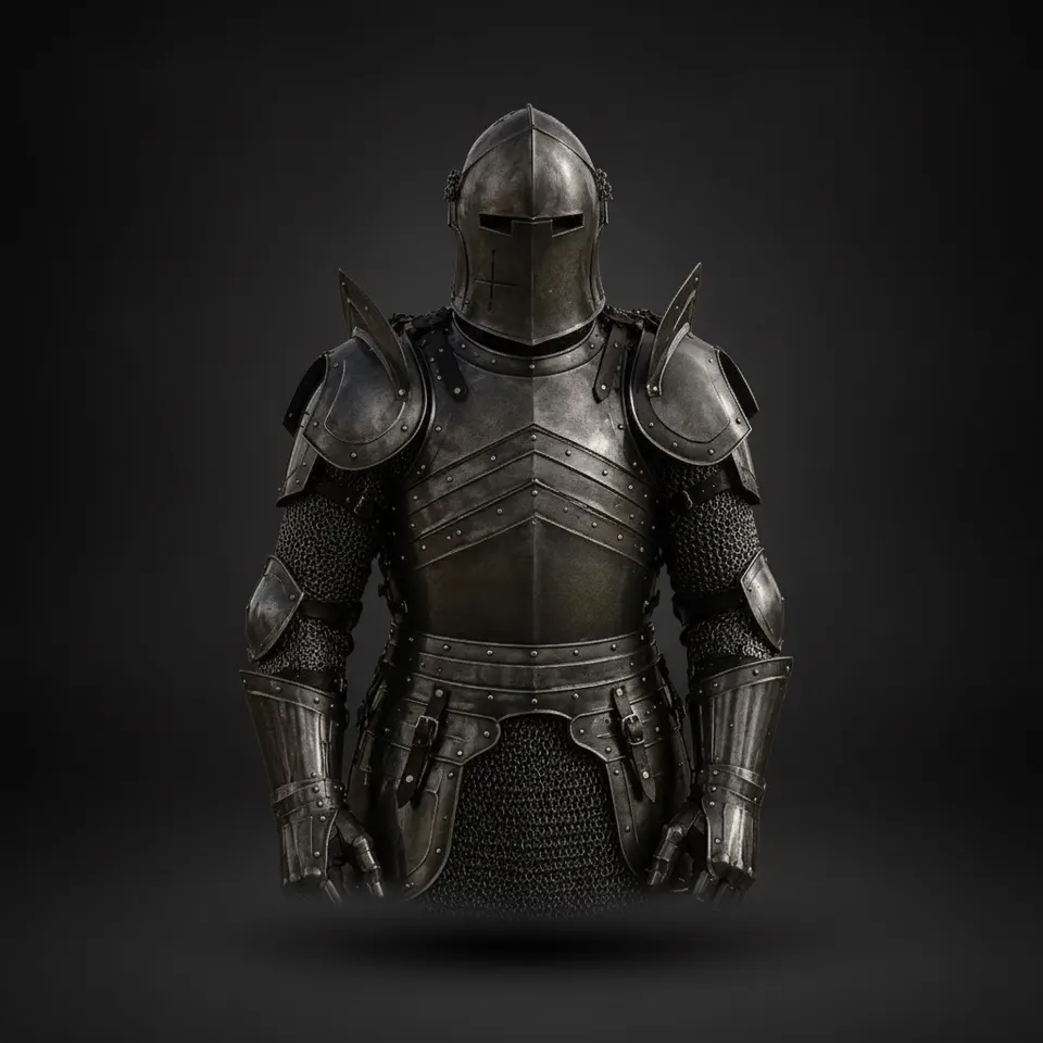 Barbuta Knight Armor Suit with Undercloth for Gothic Wearable Cosplay