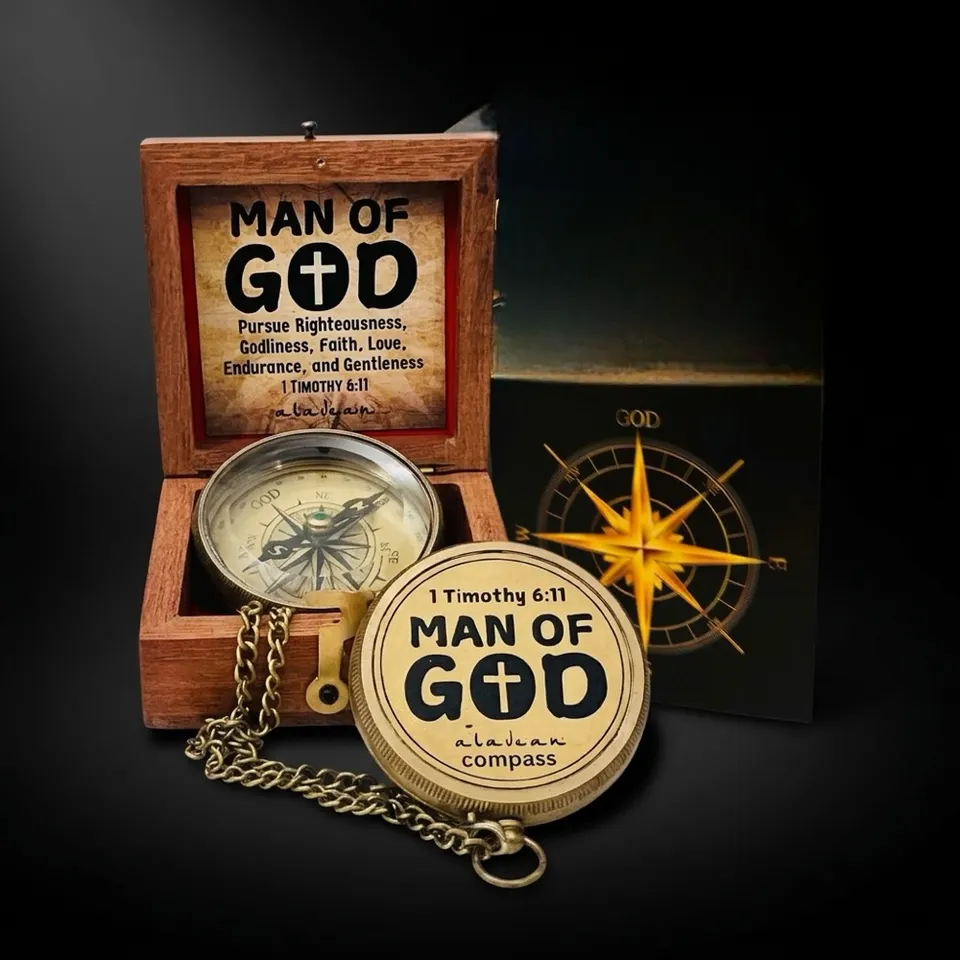 Man of God Compass, Wooden Box