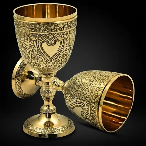 Brass Chalice Goblet with Gothic Renaissance Design view 1
