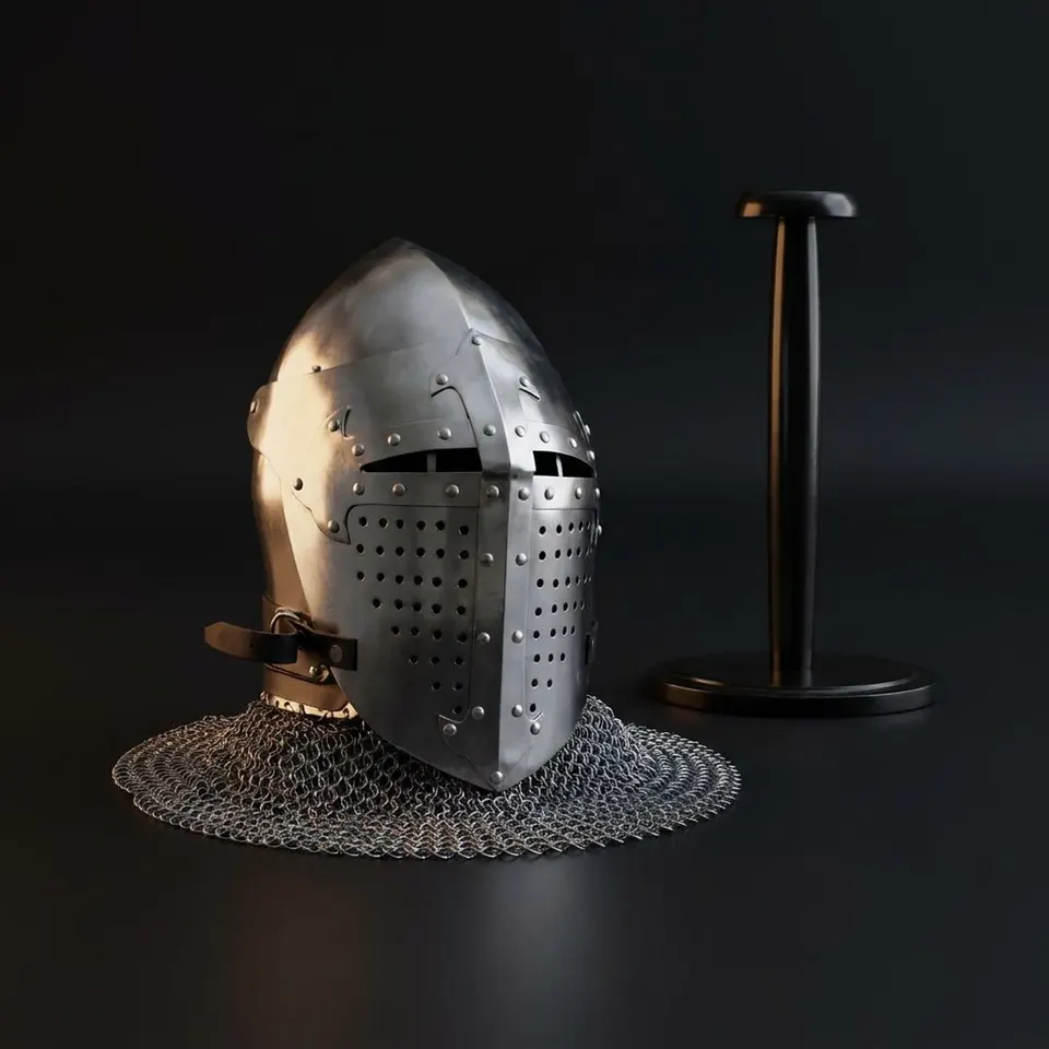Medieval Chainmail Coif Helmet — Crusader Knight