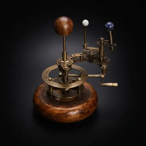 Brass Solar System Orrery, Shelf Display view 1
