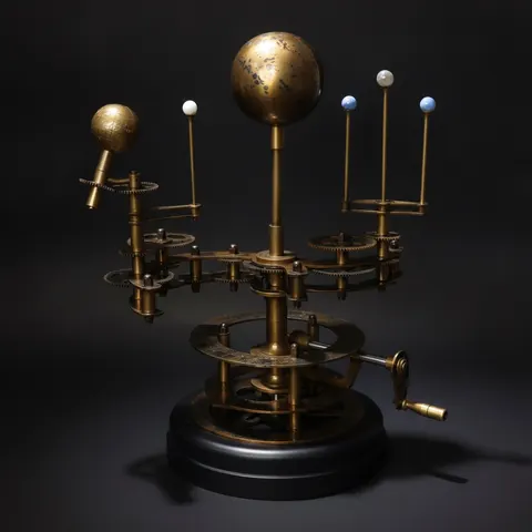 Brass Orrery with Semi-Precious Stone Planets, Museum view 1