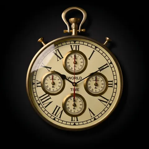 World Time Zone Wall Clock Four City Dial view 1