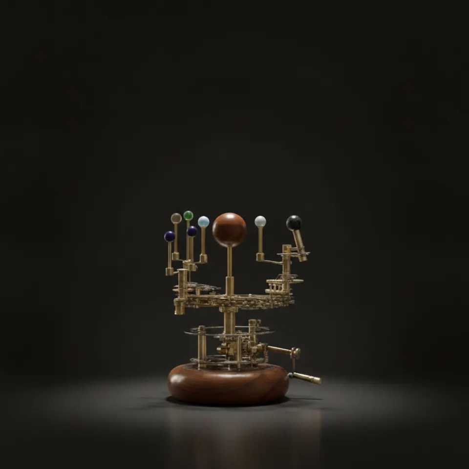 Brass Solar System Orrery, Shelf Display