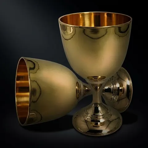 Handmade Gothic Brass Wine Goblet view 1