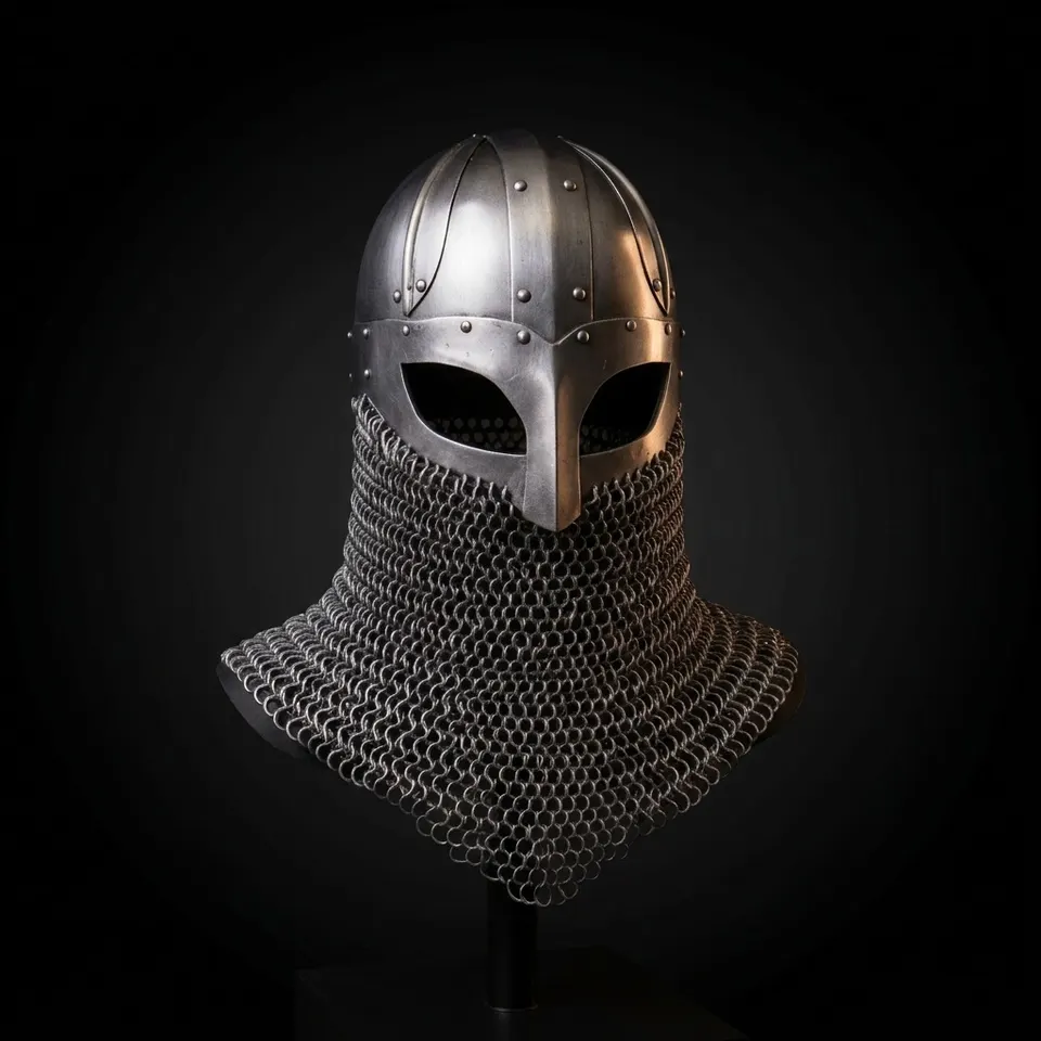 Wearable Knight Helmet with Chainmail — Viking Adult