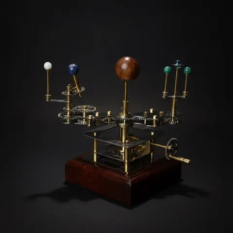 Brass Solar System Orrery, Shelf Display view 1