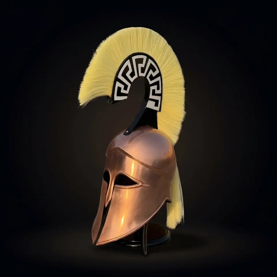 Greek Corinthian Helmet — Bronze Spartan Horsehair Crest