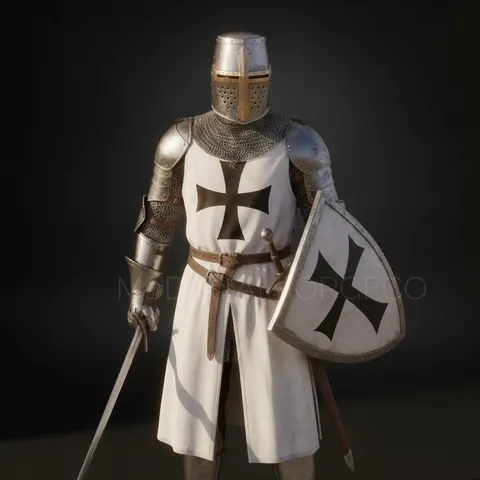 Iron Templar Crusader Armor Set with Handmade Steel and Chainmail view 1
